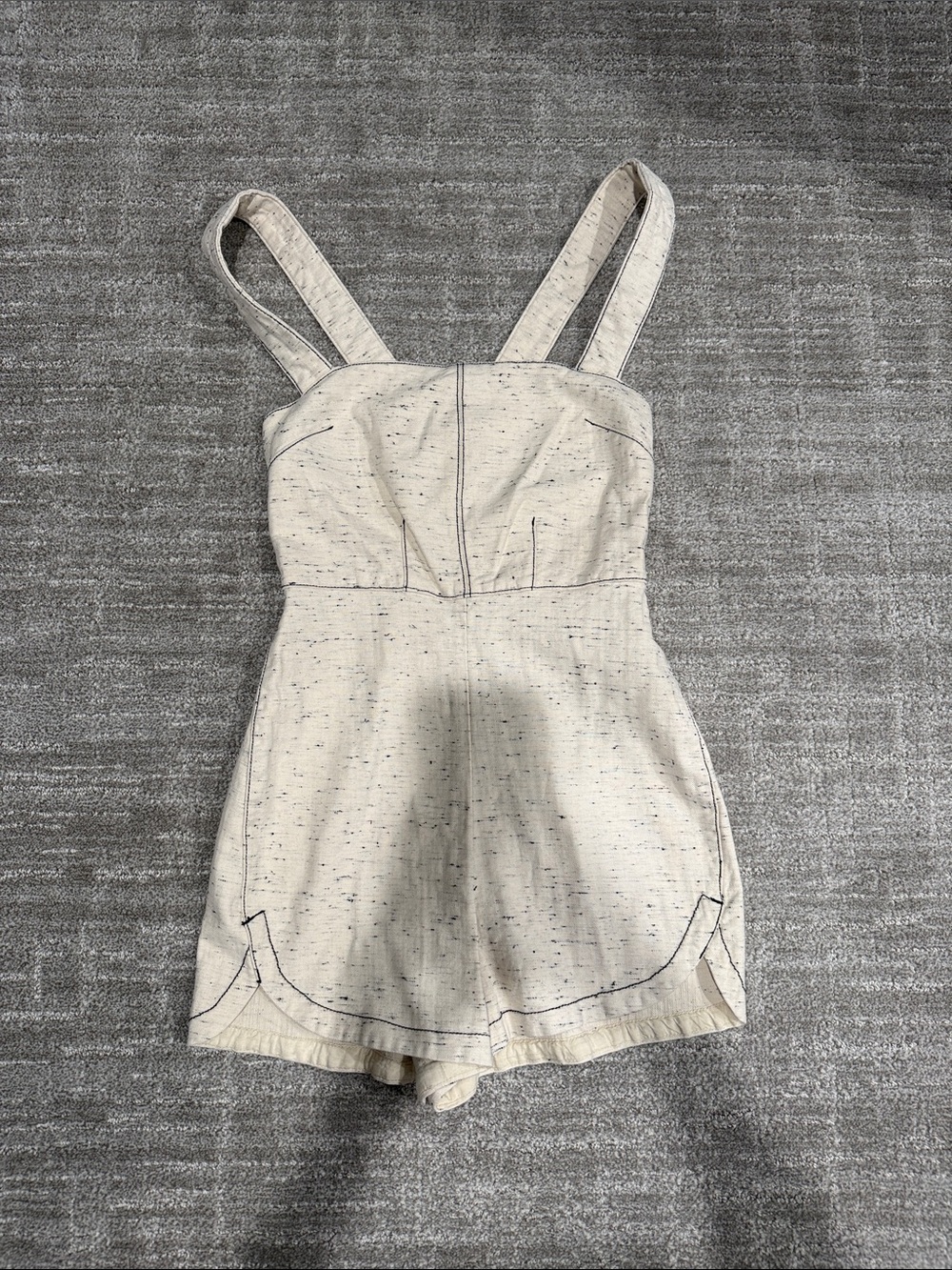 Urban outfitters new Cream Speckled  One-Piece button open back romper xs